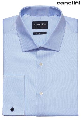 Signature Canclini Blue Textured Shirt